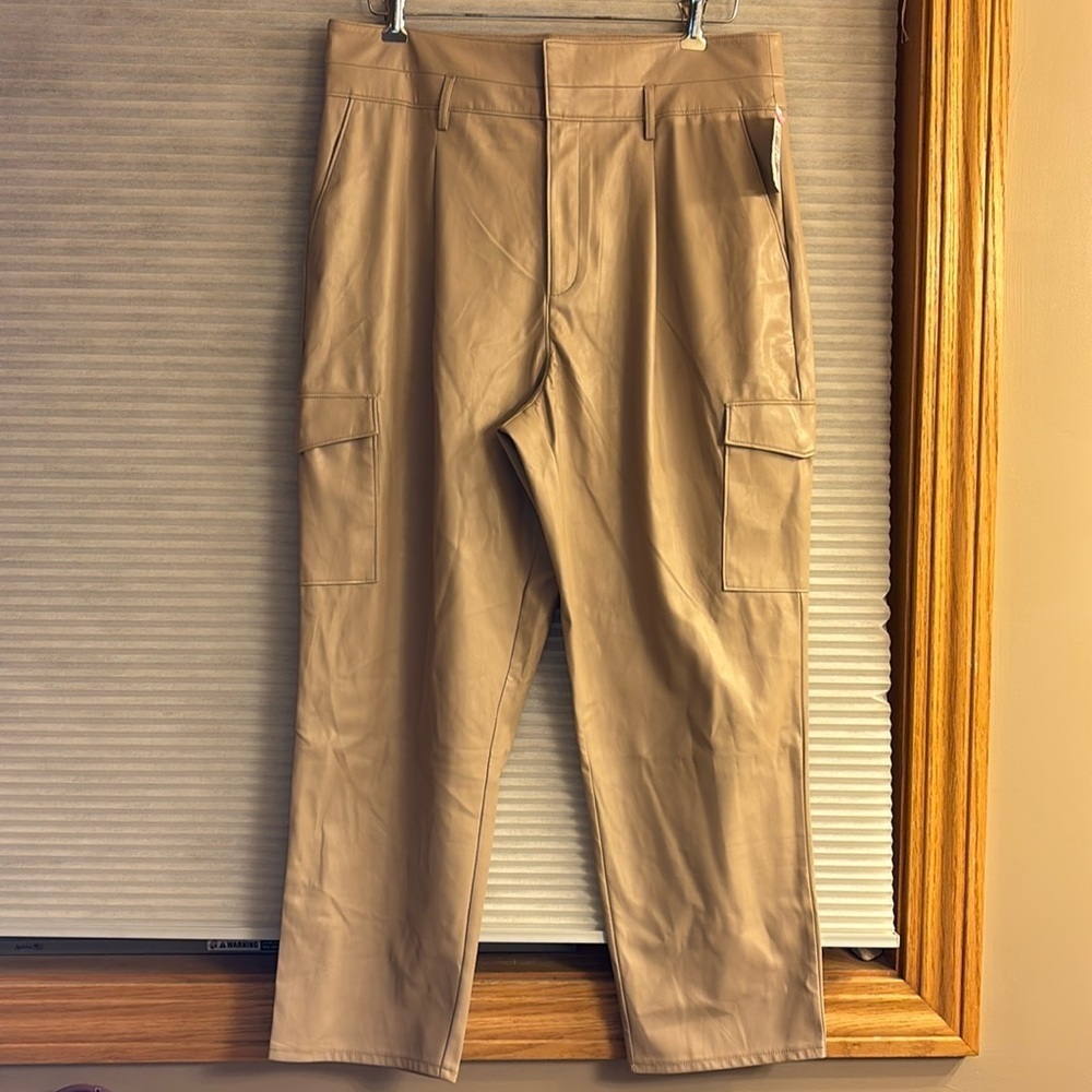 NWT Paige Faux Leather Cargo Pants 12 cropped